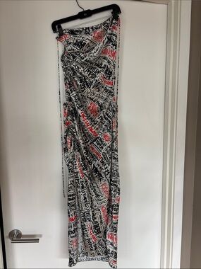 Daily Paper newspaper Graffiti slip Dress in White, Black & Red